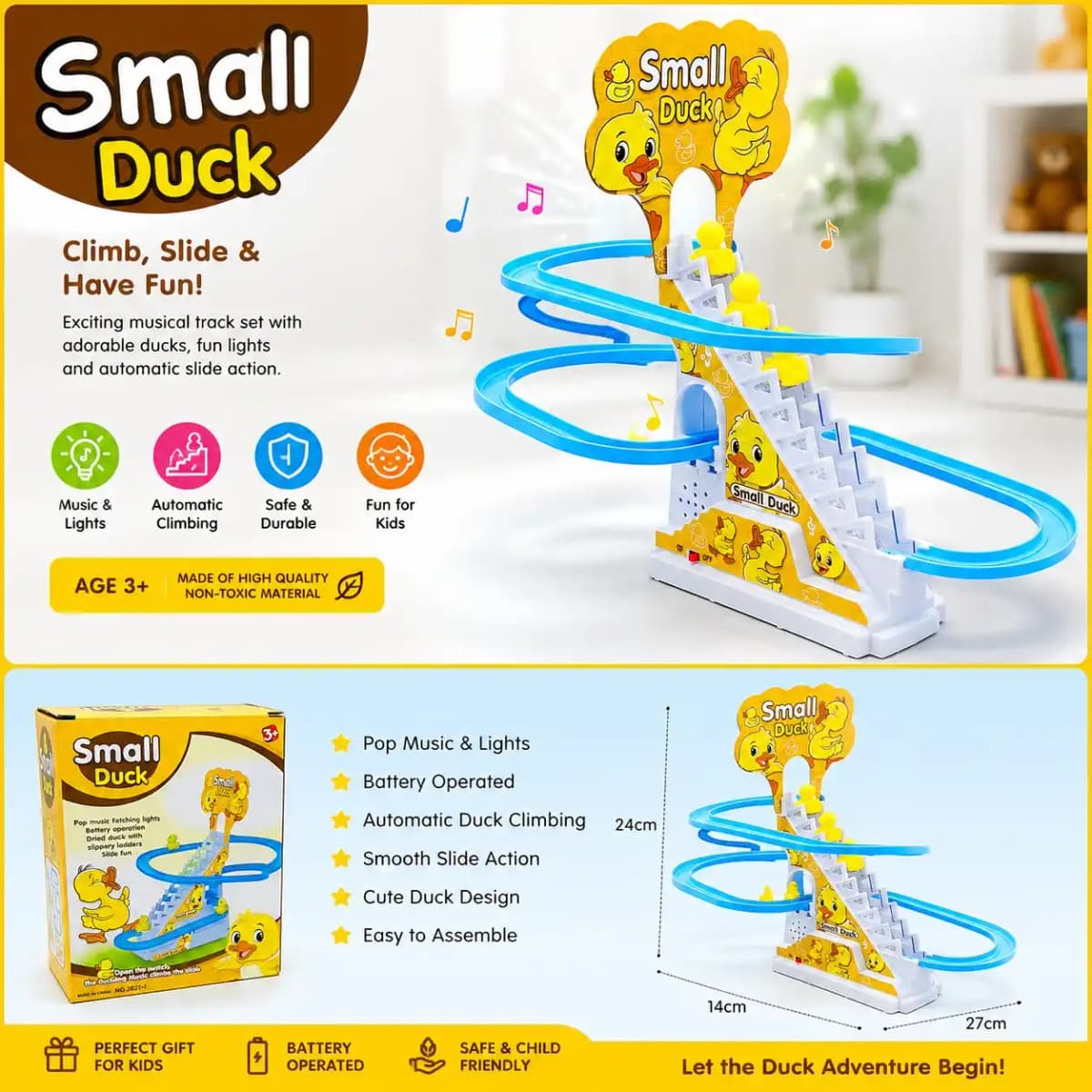 Small Duck Climbing Stairs Musical Toy Set