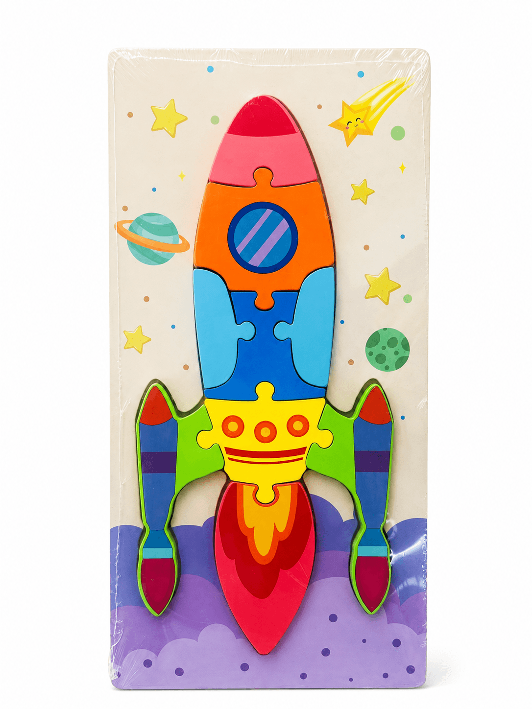Wooden Rocket Puzzle Board